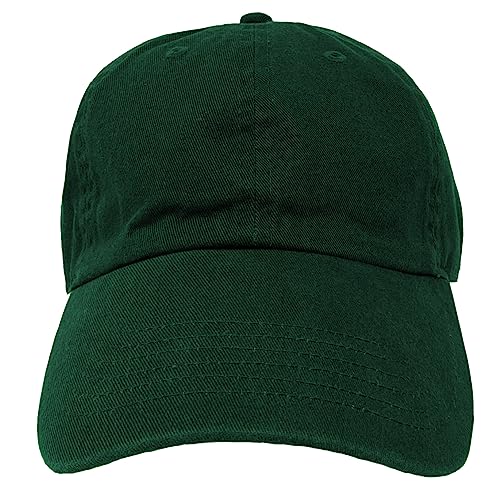 Glory Max 100% Cotton Baseball Cap Classic Plain Low Profile Golf Dad Hat Buckle Adjustable - color: Hunter Green