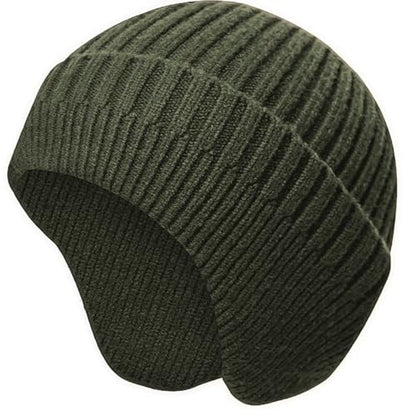 Winter Beanie for Men Women with Earflap, Fleece Lined Beanie Soft Warm Knit Hat Ski Stocking Cuffed Cap - color: Army Green