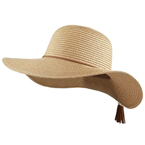 The Hat Depot Womens Floppy Summer Sun Beach Wide Brim Straw Hat - color: Fh3