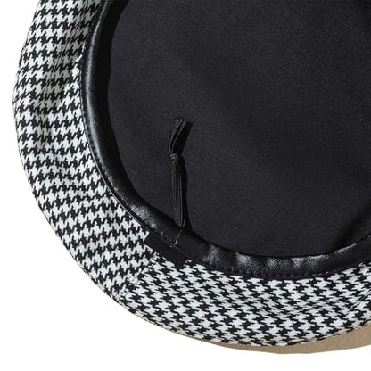Women's Berets: Black Houndstooth Red Beret Hats for Women Fall Winter Fashion Outfit - color: Houndstooth Black