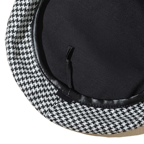Women's Berets: Black Houndstooth Red Beret Hats for Women Fall Winter Fashion Outfit - color: Houndstooth Black
