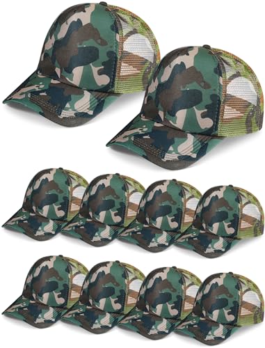 Tarpop 10 Pcs Sublimation Blank Trucker Hats Bulk - color: Camouflage