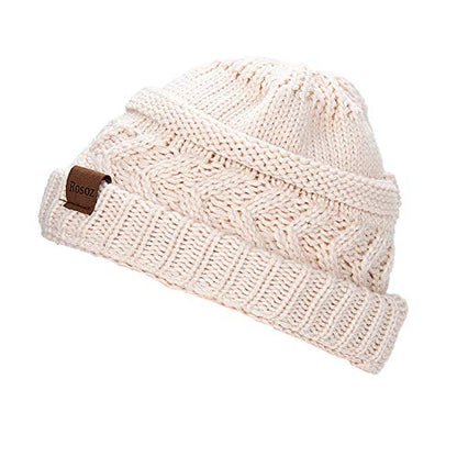 Rosoz 2 Pack Ponytail Beanie for Women,Winter Warm Beanie Tail Soft Stretch Cable Knit Messy High Bun Hat - color: 2pack-grey/Beige
