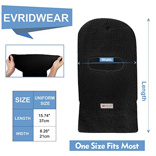 Evridwear Winter Balaclava Ski Mask Warm Knitted Full Face Cover for Men and Women Outdoor Sports Cycling - color: Classic Black, style: Double Layered With 3m Thinsulate Liner