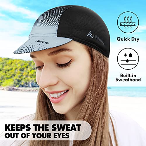 Hikenture Cycling Cap,Cooling Skull Cap Bike Hat with Sun Visor, Summer Breathable Helmet Liner Biking Cap for Men Women - color: Grey Dot