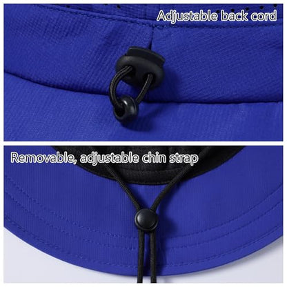 UPF 50+ Bucket Sun Hat with Laser Perforated Mesh Cooling Adjustable Breathable Lightweight for Outdoor Men Women - color: Royal Blue
