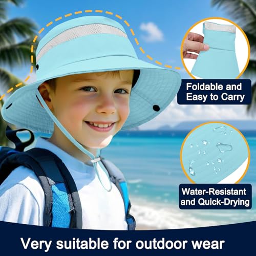 ZOORON Outdoor Kids Sun Hat UPF 50+ Quick Dry Bucket Hat for Boys Girls - color: 1pack-aqua Blue