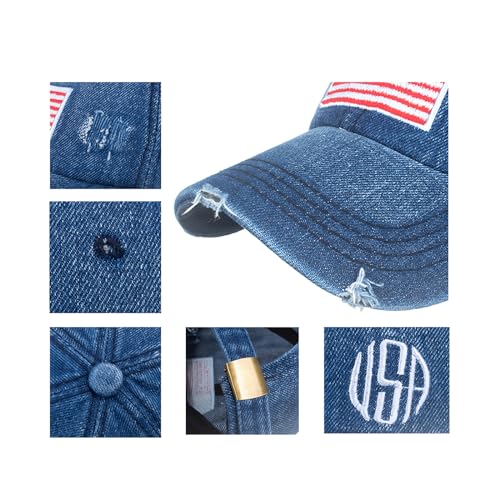 American Flag Baseball Caps Embroiderred USA Flag Patriotic Dad Hat Adjustable Trucker Hats for Men Women - color: Usa Flag Blue 3#
