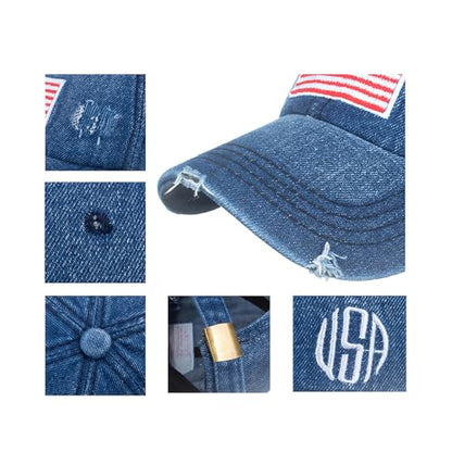 American Flag Baseball Caps Embroiderred USA Flag Patriotic Dad Hat Adjustable Trucker Hats for Men Women - color: Usa Flag Blue 3#