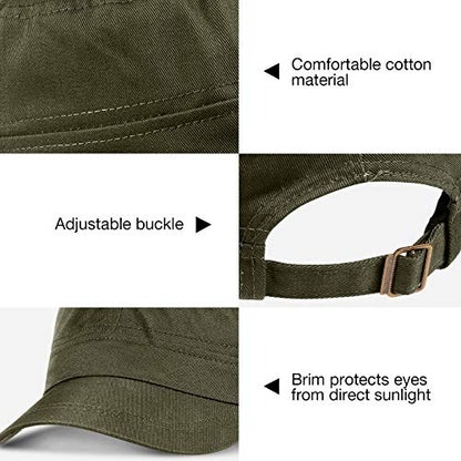 Eurzom 6 Pcs Cadet Cap Military Hat for Men Women Adjustable - color: Black, Beige, Navy, Army Green, Coffee, Gray