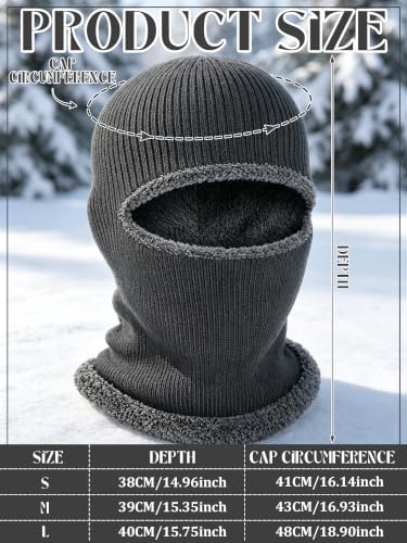 Blulu Ski Knitted Mask for Men,1 Hole - color: Dark Gray, size: Large