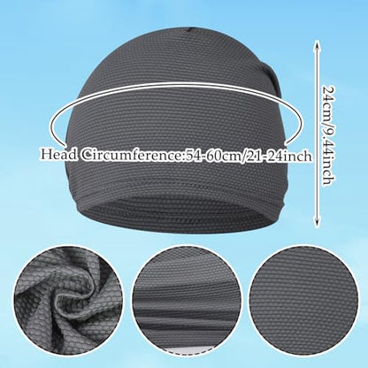 3 Pcs Cooling Skull Caps for Men Women,3D Mesh Running Caps Breathable Quick Dry Helmet Liner for Summer Cycling Gym - color: Black+gray+white