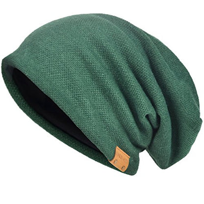 VECRY Men's Slouch Beanie Skull Cap Long Baggy Hip-Hop Winter Summer Hat - color: Green
