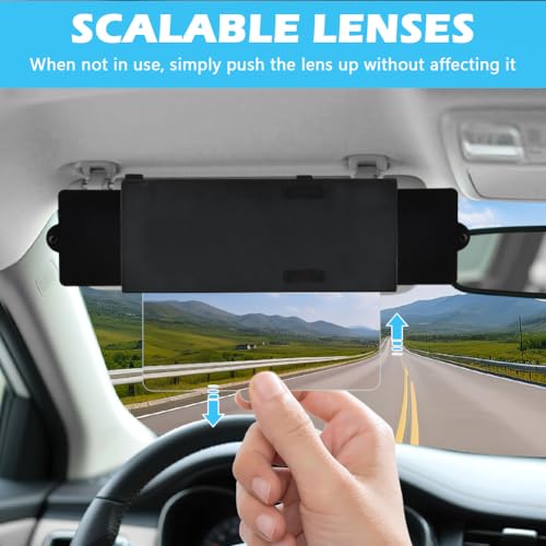 Sun Visor Extender for Car, Adjustable Visor Extender Sun Blocker with PC Lens Side Sunshade Clip-on Design Universal Waterproof Durable Automotive Accessories Universal for Most Cars