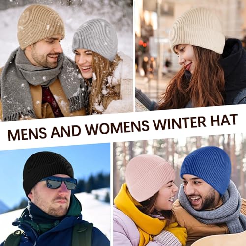 Beanie for Men Women Cuffed Thick Knitted Skull Cap Unisex Winter Hat - color: Red