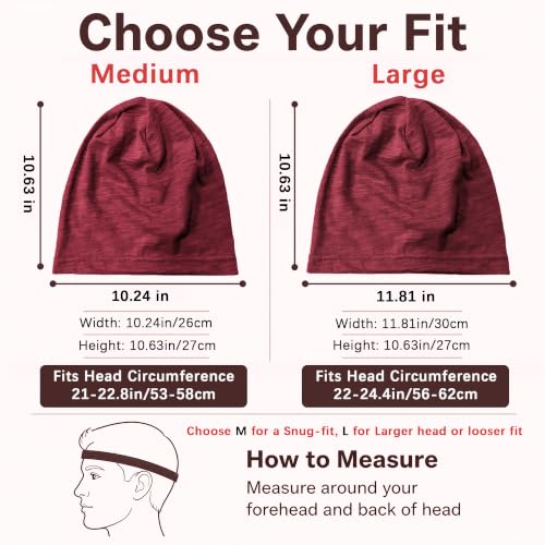 vidsel 100% Cotton Slouchy Beanie, Lightweight Summer Hats for Women Men - color: 1pc Wine Red, size: Large