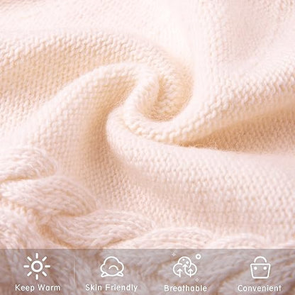 Knit Slouchy Beanie Hats for Women Cashmere Ski Cap Knitted Wool Soft Warm Winter Hat - color: B01-beige