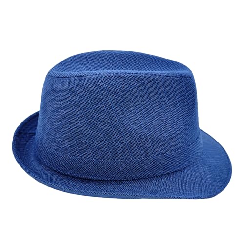 Men's 20s Trilby Fedora Short Brim Panama Hat Unisex Casual Jazz Cap - color: Navy Blue, size: Large-X-Large