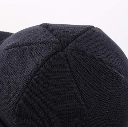 Home Prefer Men's Winter Beanie Hat with Brim Warm Double Knit Cuff Beanie Cap Watch Radar Hat - color: Navy Blue