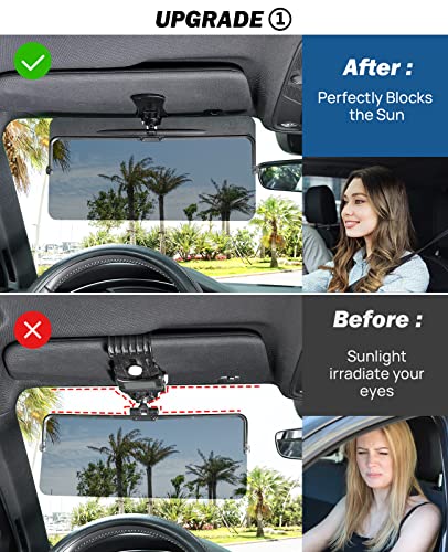JOYTUTUS Sun Visor Extender for Compact SUVs and Sedans, Universal Anti-Glare Polarized Sun Visor Easy to Install, UV400 Visor Extension Protect from Glare/UV Ray/Stray Light, Safe Driving for Car - size: Medium 12"*6"
