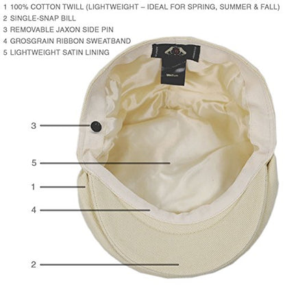 Lightweight Classic Cotton Ivy/Newsboy/Paperboy/Flat Cap Hat with Fixed Sizing and Satin Lining - color: Beige, size: Large