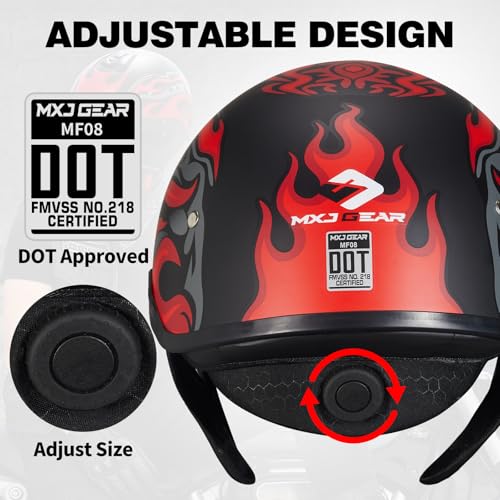 MF08 Half Helmet Sun Visor Retro Open Face Motorcycle Helmets - color: Neon-Fires