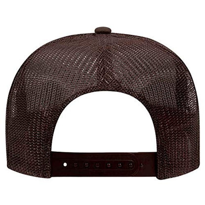 OTTO Wholesale 12 x Polyester Foam Front 5 Panel High Crown Mesh Back Trucker Hat - (12 Pcs) - color: Brown