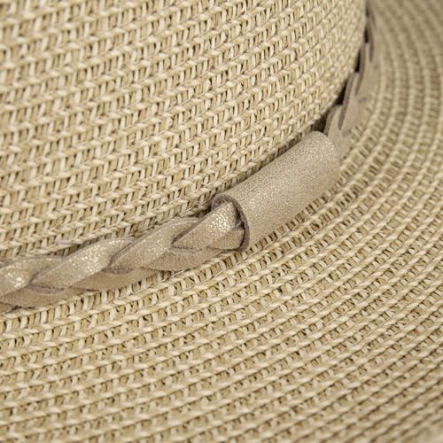 Lucky Brand Women's Straw Cowboy Hat | Rope Design | Western | Style | Fashion | Sun Protection | Breathable - color: Woven Western - Stone