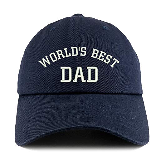 Trendy Apparel Shop World's Best Dad 단색 조절 가능한 비정형 아빠 모자 - color: 네이비