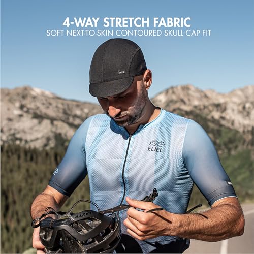 SNEK Dry Creek Summer Cycling Cap | Cooling Polartec Fabric | Breathable Bike Cap Under Helmet with UPF - color: Black, size: Large-X-Large