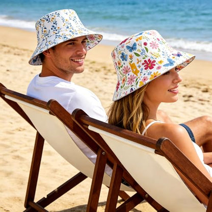 Bucket Hat Funny Duck Fisherman Hat Travel Beach Sun Hat Outdoor Cap for Men Women Adults - color: Double-sided Floral