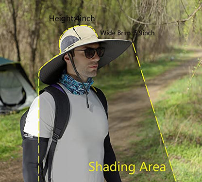 Leotruny Men Wide Brim Sun Hats UPF50+ Waterproof Breathable Bucket Hat - color: C04-light Grey
