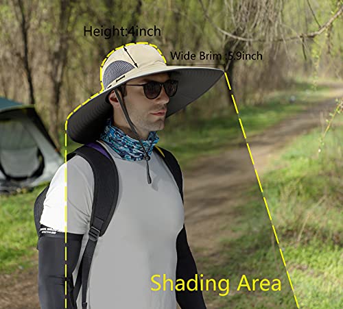 Leotruny Men Wide Brim Sun Hats UPF50+ Waterproof Breathable Bucket Hat - color: C02-black