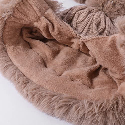HUAMULAN Women Winter Sherpa Knit Beanie Hats Fleece Lined Ear Flaps - color: A3-m1399-naibai
