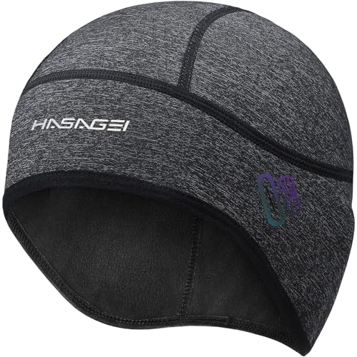 HASAGEI Winter Thermal Skull Cap for Men Windproof Helmet Liner with Full Ear Coverage & Eyewear Slots, Cycling Motorcycle - color: Grey