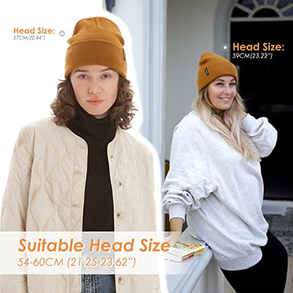 FURTALK Beanie Hat for Men Women Winter Hats for Women Men Soft Warm Unisex Cuffed Beanie Knitted Skull Cap - color: Camel