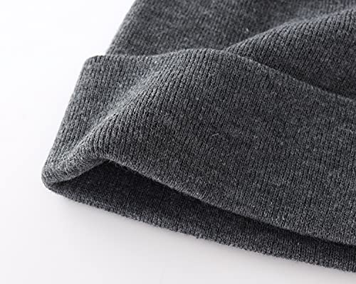 Home Prefer Mens Winter Hats Acrylic Knit Cuff Beanie Cap Warm Womens Beanie Hat - color: Charcoal Grey