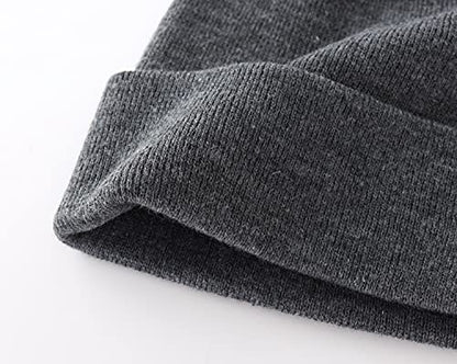 Home Prefer Mens Winter Hats Acrylic Knit Cuff Beanie Cap Warm Womens Beanie Hat - color: Charcoal Grey