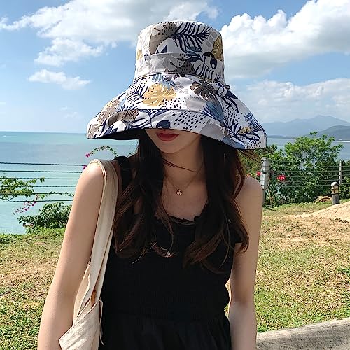 HUAMULAN Women Summer Vacation Wide Brim Sun Hat Reversible Fishing Hats - color: Black