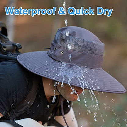 HUAMULAN Men Women 6" Wide Brim Sun Hat Summer Fishing Hats UV Protection - color: Bg9020-navy
