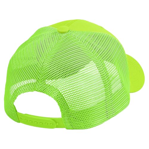 Falari Trucker Hat Baseball Cap Structured Plain Design 6 Panel, Adjustable Size - color: 1pk Neon Green