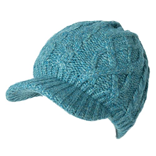 Comhats Wool Blend Visor Beanie for Women, Cable Knit, Large Size - color: 68294_blue, size: One Size