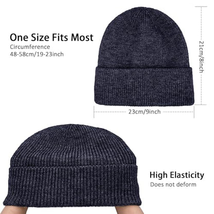 Winter Beanie Hats for Women Men Fleece Slouchy Knit Thick Beanies Warm Thermal Snow Ski Hat Gifts for Cold Weather - color: Navy