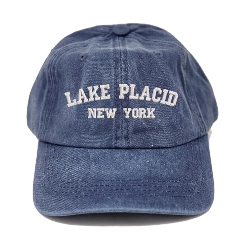 Lake Placid New York Embroidered Cotton Baseball Cap hat - color: Navy