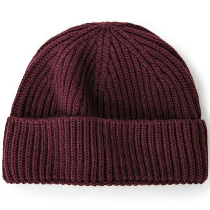 100% Merino Wool Fisherman Beanies for Men Winter Beanie Skull Cap - color: Wine Red