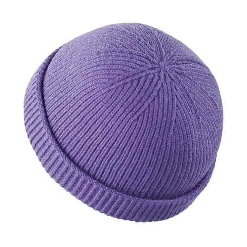 Croogo Brimless Hat Beanie Docker Cap Rolled Cuff Worker Sailor Skullcap - color: Ct47-purple