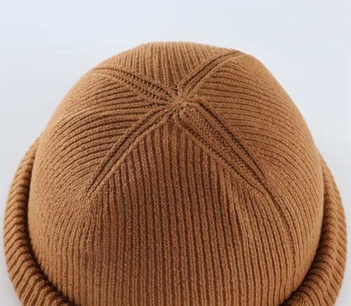 Connectyle Thick Cuffed Beanie for Men & Women Double Layer Knit Winter Hat Acrylic Watch Hat Warm Stocking Skull Cap - color: Camel