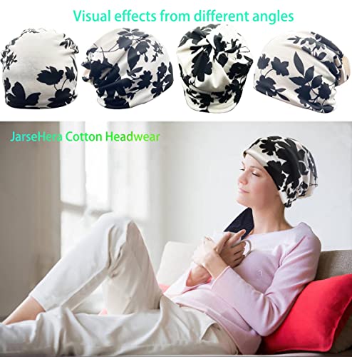 JarseHera Womens Slouchy Beanie Soft Chemo Headwear Breathable Cancer Caps - color: 1 Pair,flower-navy