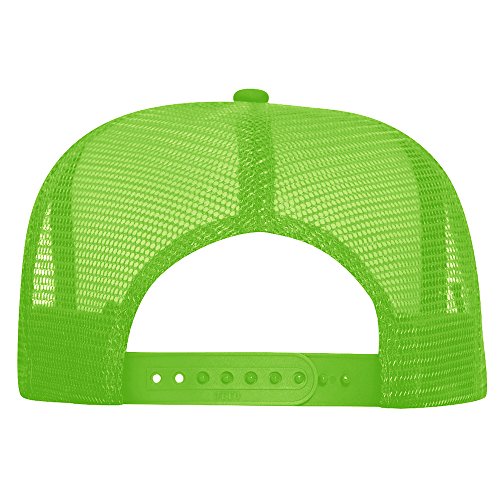OTTO Neon Polyester Foam Front 5 Panel High Crown Mesh Back Trucker Hat - color: N.grn/Wht/N.grn