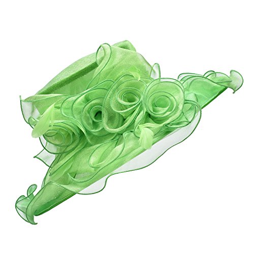 Lawliet Womens Flower Wedding Occasion Wide Brim Church Dress Sun Hat A341 - color: Green, size: One Size